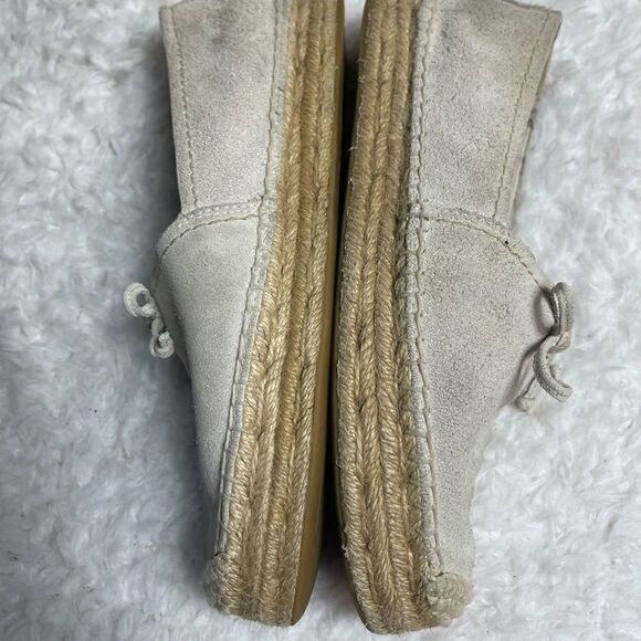 Coach Rae leather suede Beige Slip On Espadrilles Shoes front bow accent SZ8B - Picture 6 of 12